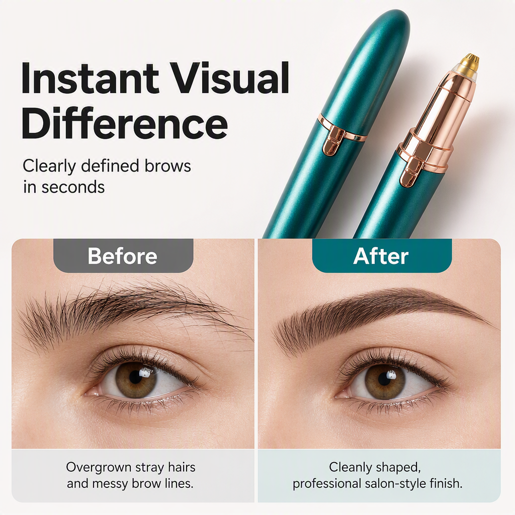 📢📢40% OFF !! ⏰ Electric Eyebrow Trimmer Pen with LED Light – USB Rechargeable Precision Hair Remover