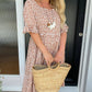 Round Neck Polka Dot Print Midi Dress