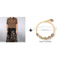 Women's Two-Piece Sweater & Leopard Flowy Skirt Set