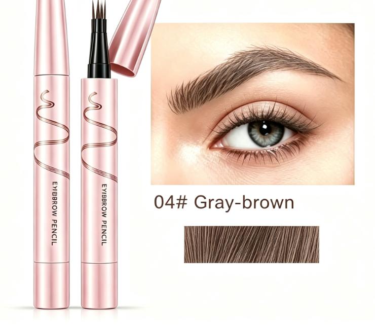 🔥Last Day-Buy 1 Get 1 Free!🎁🖤 Waterproof Eyebrow Pencil with 4-Prong Tip | Ultra-Fine Lines for Natural Hair-Like Effect 💗 | 24-Hour Smudge-Proof Wear 🌧️