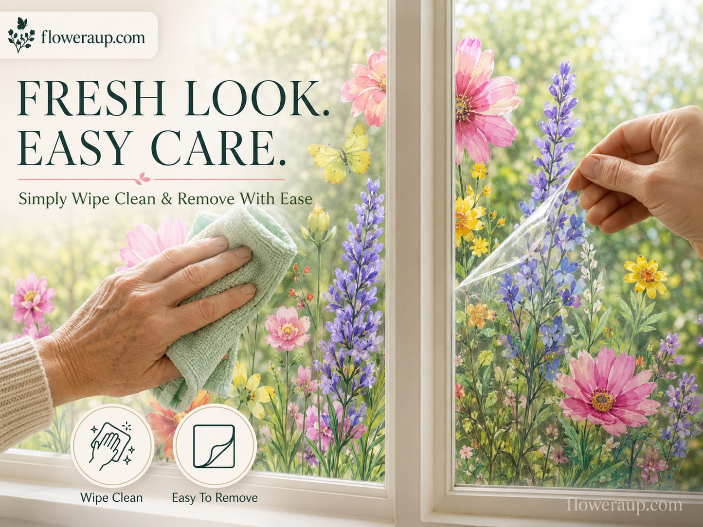 💐Colorful Floral Bouquet Window Sticker🖼️ Make Your Window Beautiful in Seconds! Cut to any size you like!
