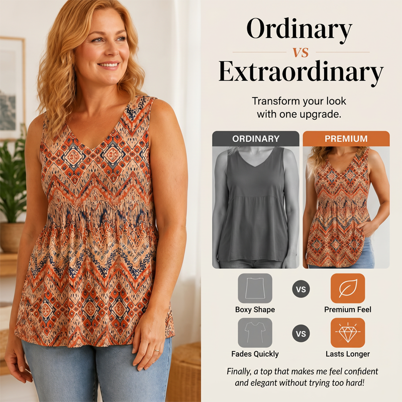 💜LAST DAY PROMOTION - 49%OFF💜Women's Print Flowy Sleeveless V Neck Peplum Tank Tops