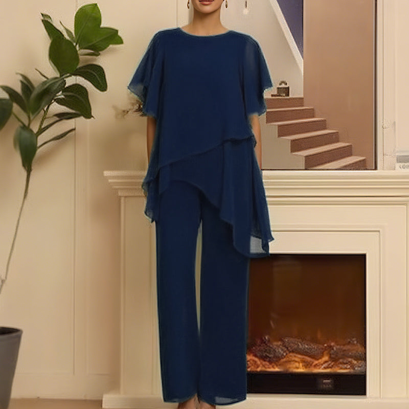 🎁New arrival 50% OFF💥Charming Irregular Top & Wide Leg Pants Set