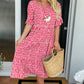 Round Neck Polka Dot Print Midi Dress
