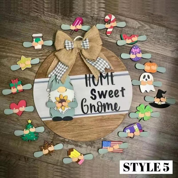 🎁50% OFF🍁Christmas Best Decorations🎄Interchangeable Wooden Gnome Welcome Sign🎅