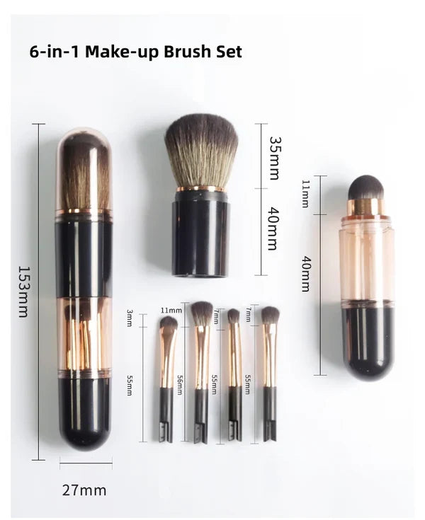 🖌️LAST DAY SALE 60% OFF !!📢Portable Retractable Makeup Brush Set Multifunctional Travel Cosmetic Tool with Powder Blush and Silicone Lip Brush