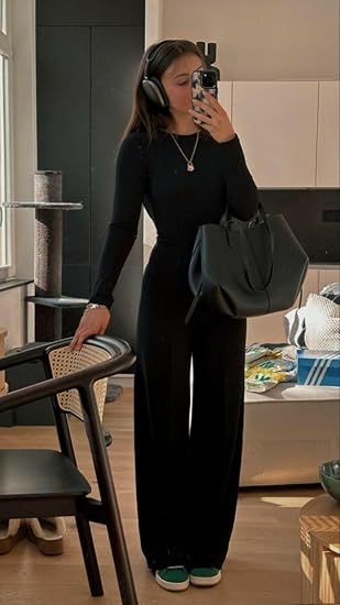 🔥LAST DAY 50% OFF👚2025 Women's Fall Outfits Long Sleeve Wide Leg Lounge Set💕