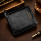 Vintage Men's Short Wallet with Full Zipper Closure and Tri-Fold Design
