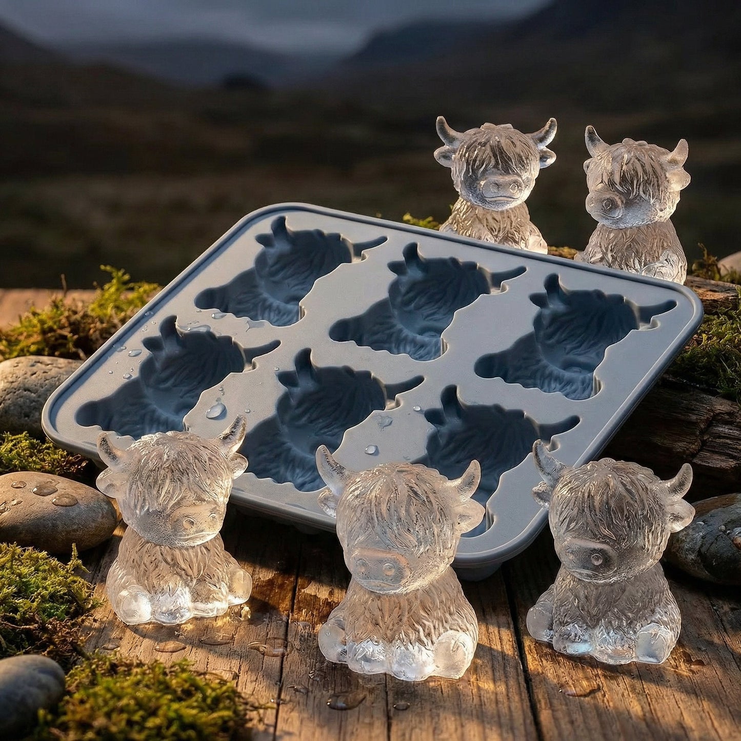 ⏳Last Day Special Price ￡6.99!!🐇🐰 Mini Highland Cow/Rabbit Ice Cube Mold – Cute 3D Ice for Drinks, Parties & Gifts