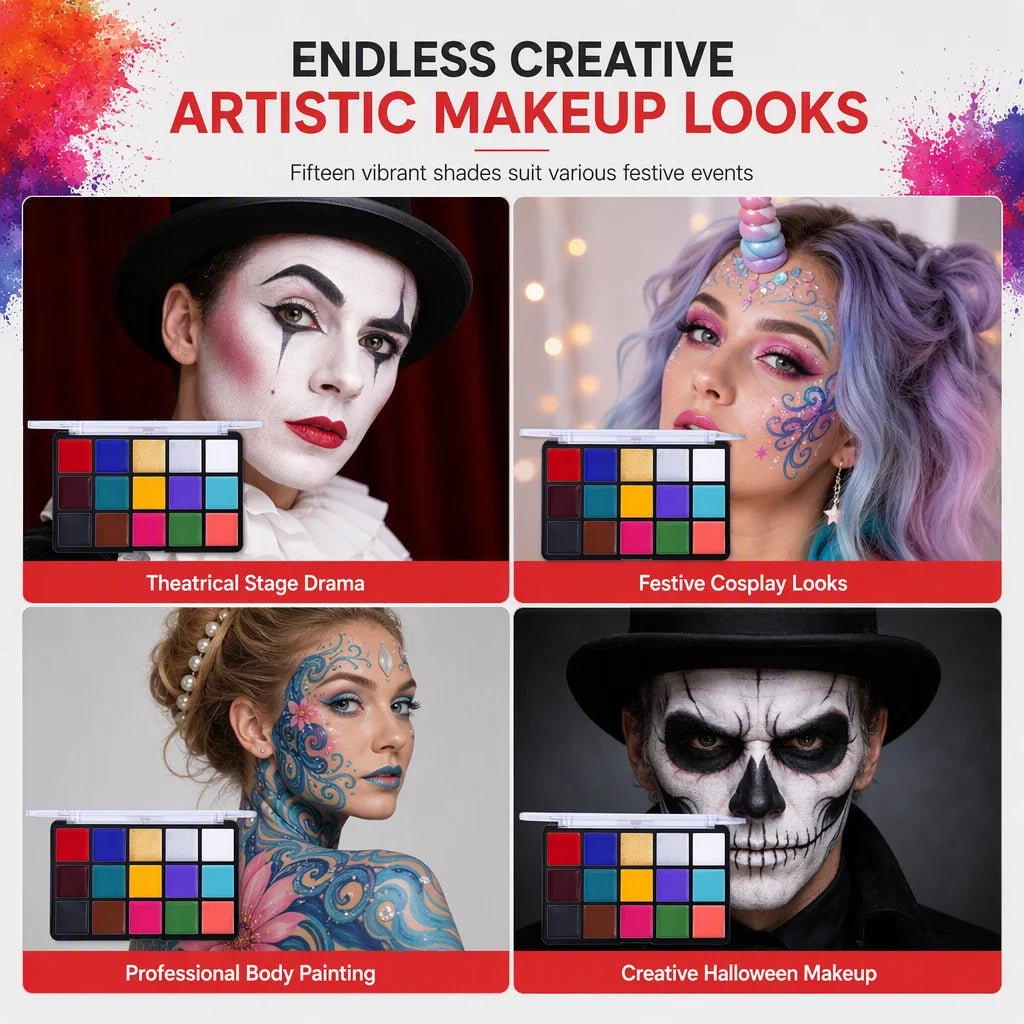 15 Colors Oil Based Face and Body Paint Palette