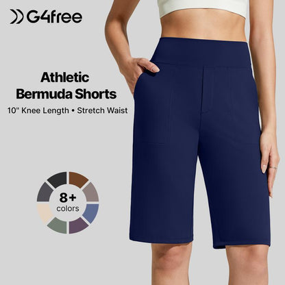 ⏰2026 Summer Hot Sale 49% OFF🔥Women's Bermuda Shorts with Pockets -👍Knee Length Athletic Casual Long Shorts