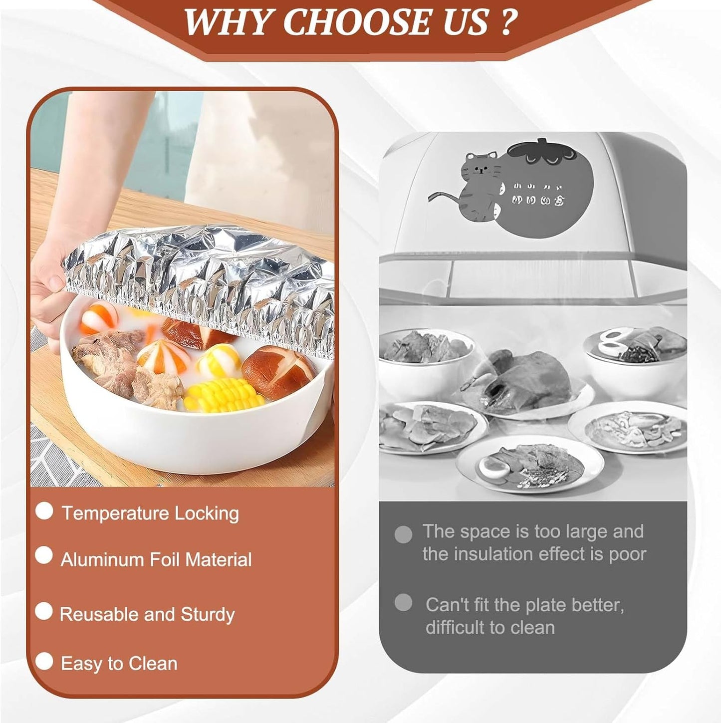 🍲Last Day Sale 50% OFF🔥 Home dining table & food container aluminum foil heat-retaining cover