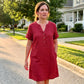 🏝️👗Women's V-Neck Tunic Dress – Relaxed Fit, Pockets & Breathable