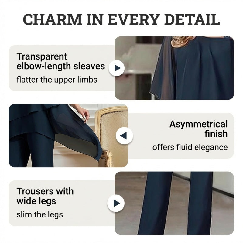 🎁New arrival 50% OFF💥Charming Irregular Top & Wide Leg Pants Set