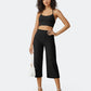 Women's High-Waisted Wide Leg Cropped Capri Pants Pocket Yoga Leggings