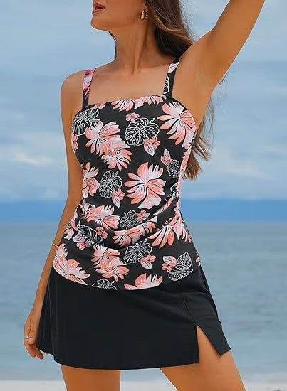 🩱Women Vintage Tummy Control Two Piece Tankini Swimsuits