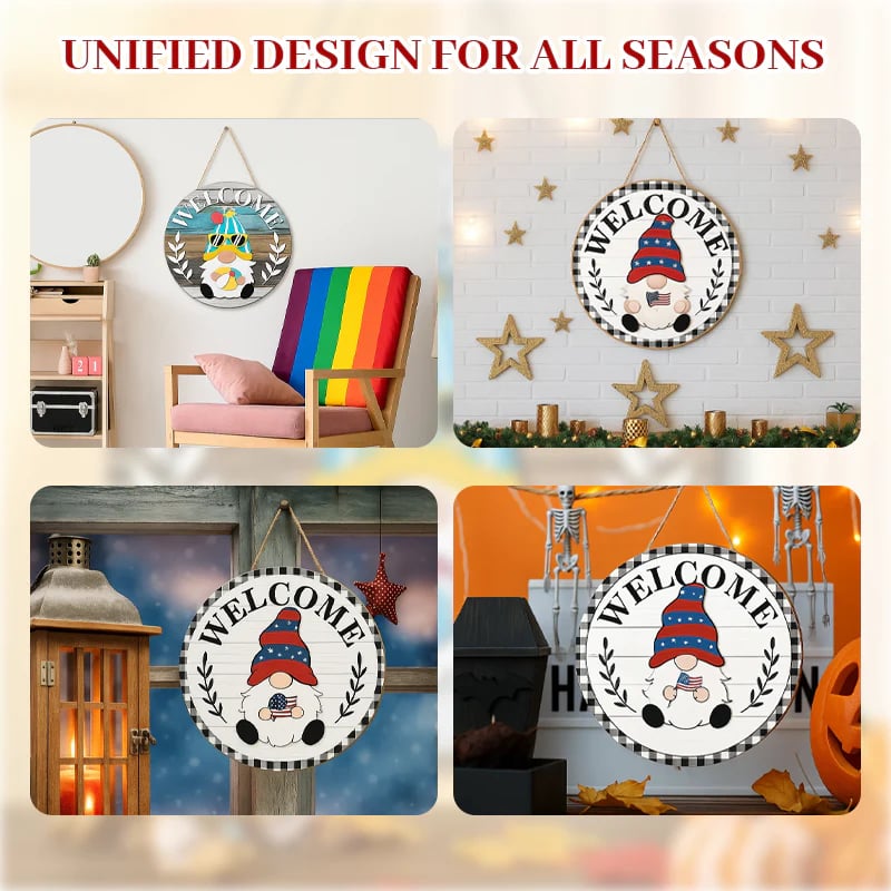 🎁50% OFF🍁Christmas Best Decorations🎄Interchangeable Wooden Gnome Welcome Sign🎅