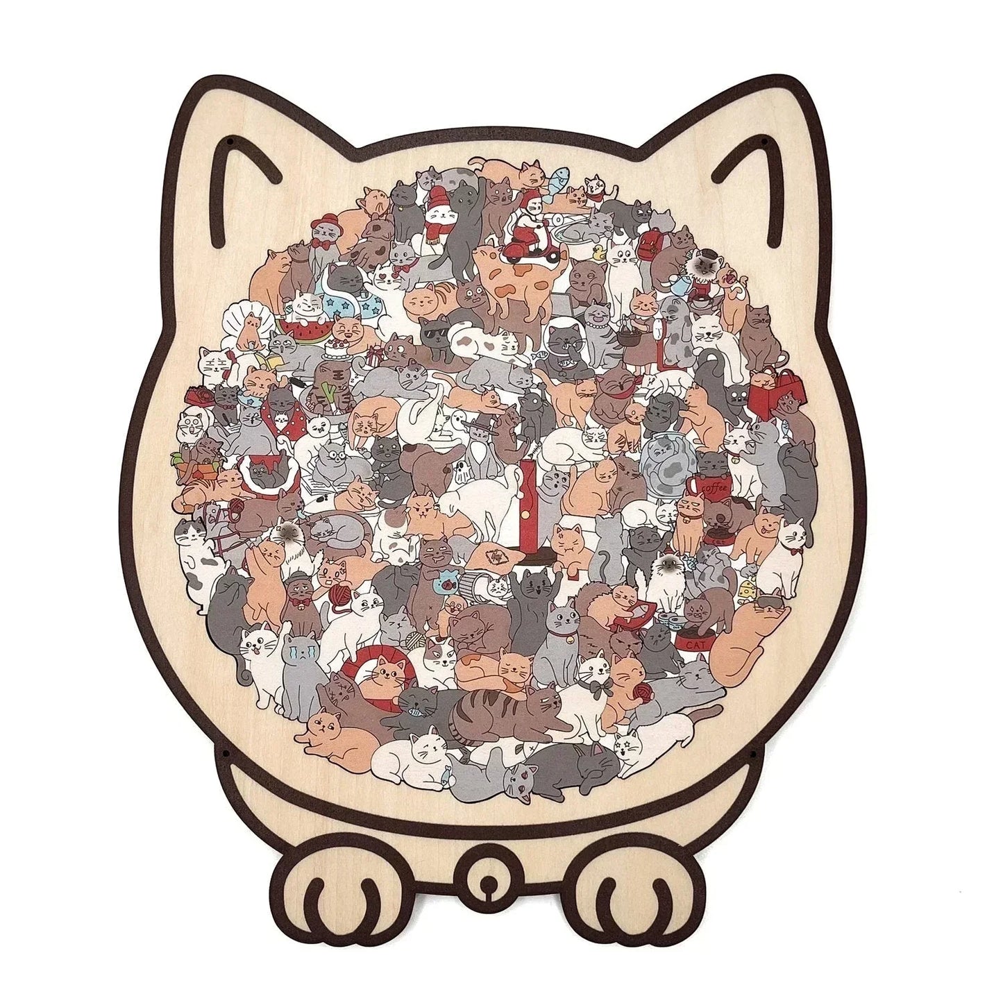🎁Christmas Sale 49% OFF🎅135-Piece Morandi-Colored Cat Shaped Wooden Jigsaw Puzzle