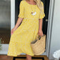 Round Neck Polka Dot Print Midi Dress