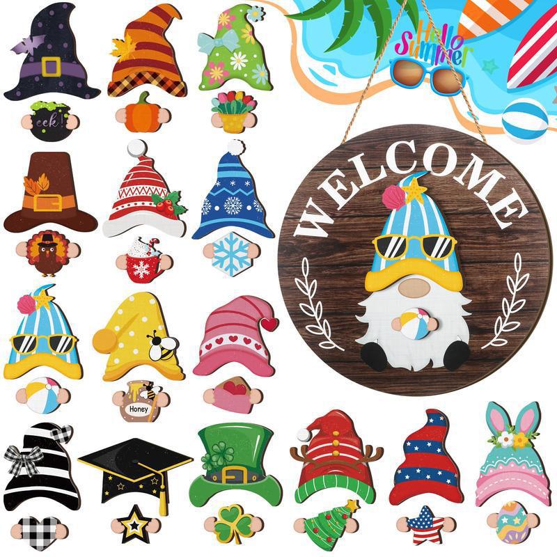 🎁50% OFF🍁Christmas Best Decorations🎄Interchangeable Wooden Gnome Welcome Sign🎅