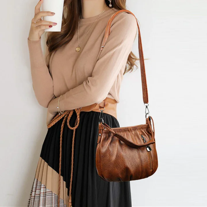 👜 60% OFF 💼 Pleated Bucket Leather Handbag – Soft Material, Adjustable Strap & Chic Casual Style ✨