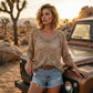 🥰Summer Sale-50% OFF💛Womens Bohemian-Inspired Beige Crochet Top With V-Neck