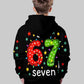 ⌛ Only 3 Days Left – 50% off everything! ⏰ Kids' Christmas Hoodie with "67" Graphic Print