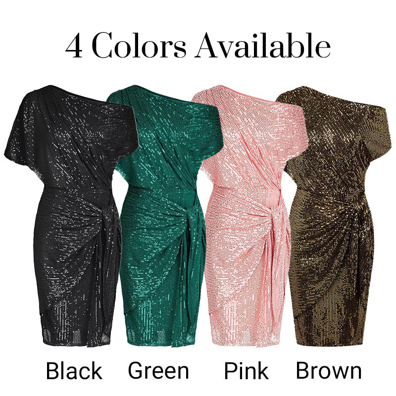 💃Last Day Sales - 50% OFF🎉Women's One Shoulder Sequin Sparkling Party Club Dress✨