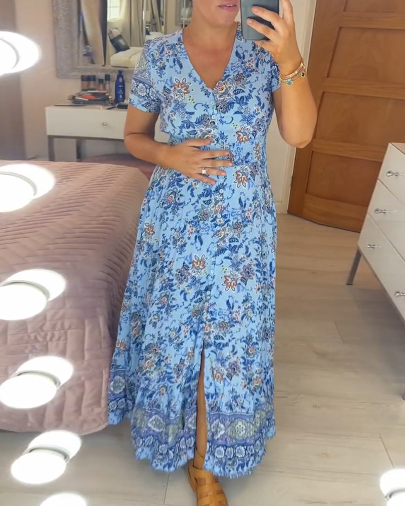 🌸Big price reduction！🌸Floral Print V-neck Dress
