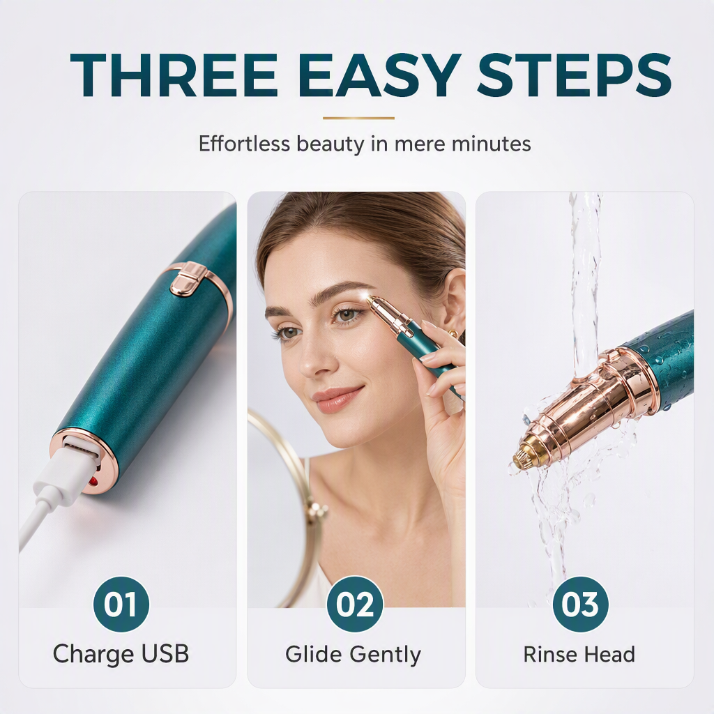 📢📢40% OFF !! ⏰ Electric Eyebrow Trimmer Pen with LED Light – USB Rechargeable Precision Hair Remover