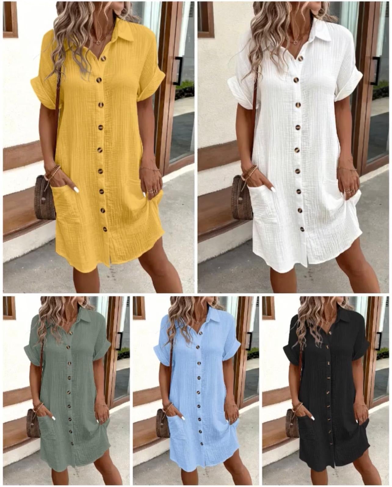 💃Summer Hot Sale 50% OFF! 💎✨Women’s Summer Midi Dress – Breezy, Flattering & Effortlessly Chic! Lightweight Button-Down with Pockets 🇬🇧☀️