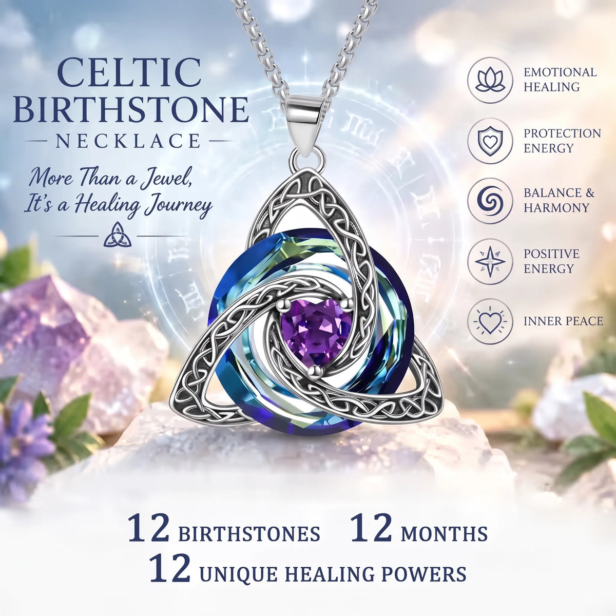 🌲Xmas Hot Sales - 50% off💝Birthstone Celtic Knot Necklace for Women