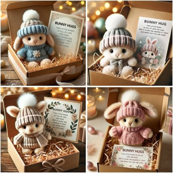 🔥Easter Sale: BUY 3 GET 1 FREE - Handmade🐇Mini Bunny Hug Cute Easter Gift🎁