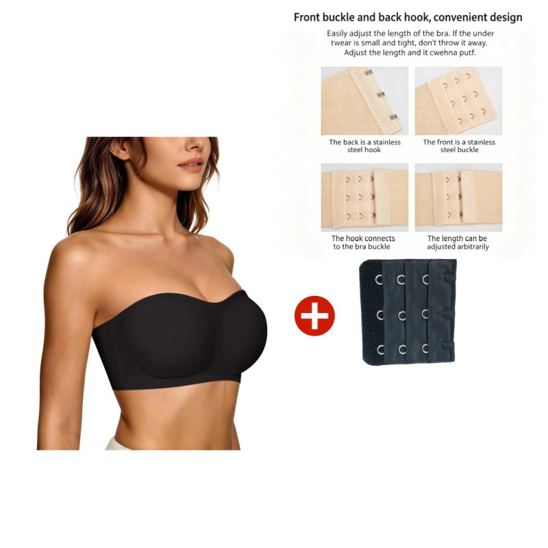 ⛱️Last Day Special Price ￡7.99!!💞Womens Strapless Bras Push Up Bandeau Bra Non Slip Wireless Supportive Padded Bras Seamless Comfortable Tube Jelly Bra