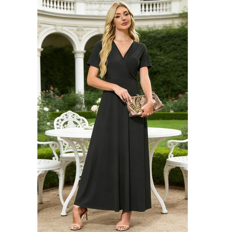 👗2026 Summer Hot Sale 49% OFF🌈 Women's V neck Ankle Length Floral Print Beach Long Flowy  Maxi Dress with Pockets🎀