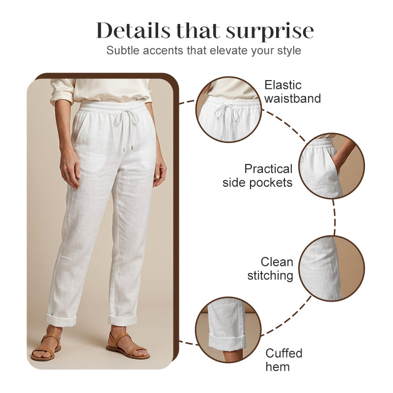 🌸LAST DAY SPECIAL PRICE: ￡11.99!!🌸Women's  Elastic Waist Cotton Linen Casual Pants