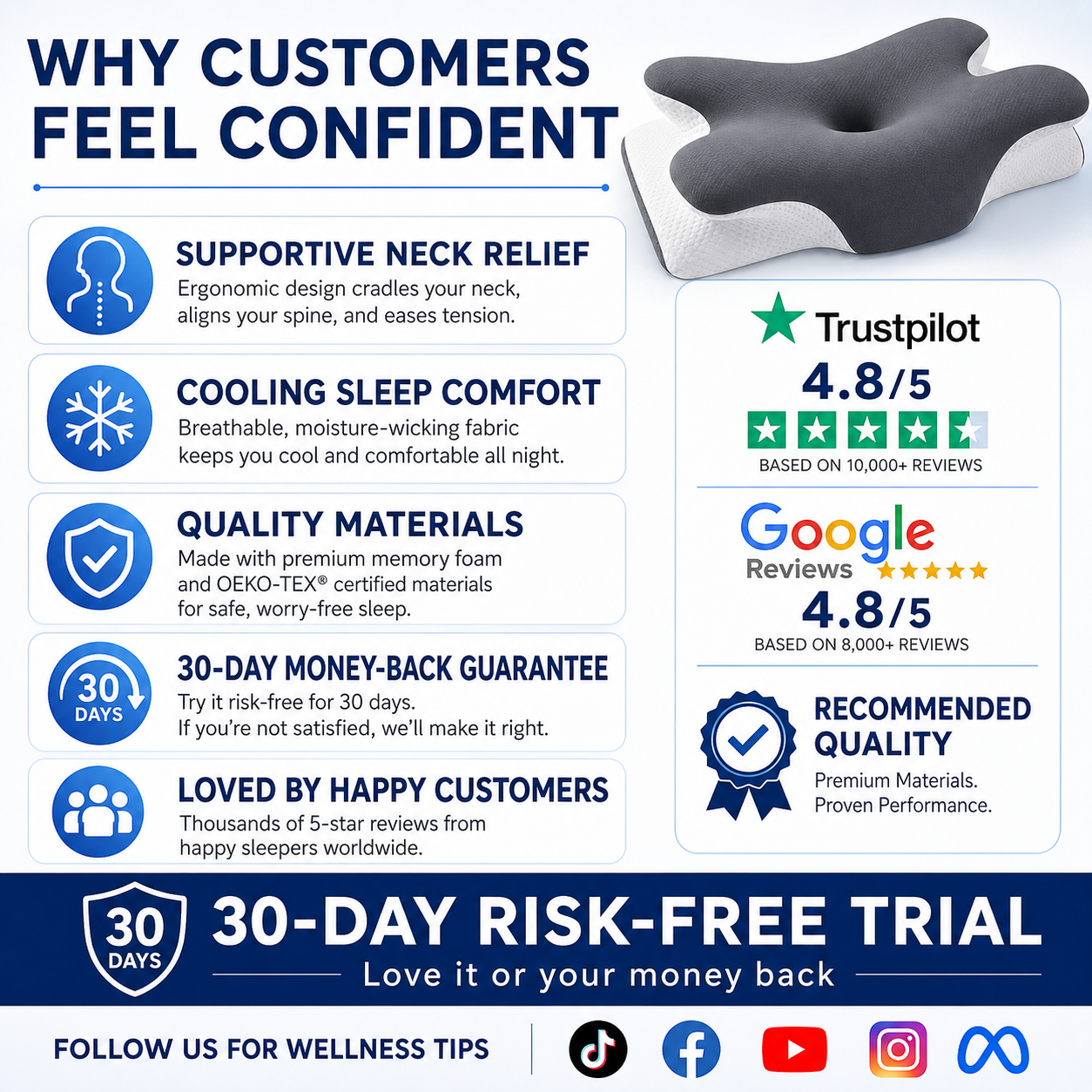 🥳 2026 HOT SALE 🥳  49% OFF! 🌙Ergonomic bamboo contour pillow – Relieves neck tension and promotes deep sleep. Perfect for back, side and stomach sleepers. Experience comfort all night long. 💤 ✨