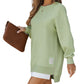 Long Sleeve Pullover Zipper Slit Casual Sweatshirt Dress