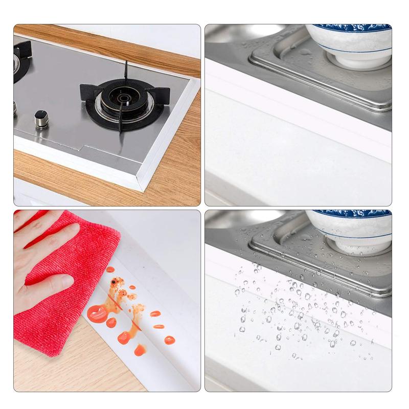 Bath Sealant Strip Self Adhesive 3 Rolls Caulk Tape White Waterproof Seal for Toilet Bathtub Shower Sink Wall Corner Kitchen with Sealing Tool 3.2m Length 38mm Width