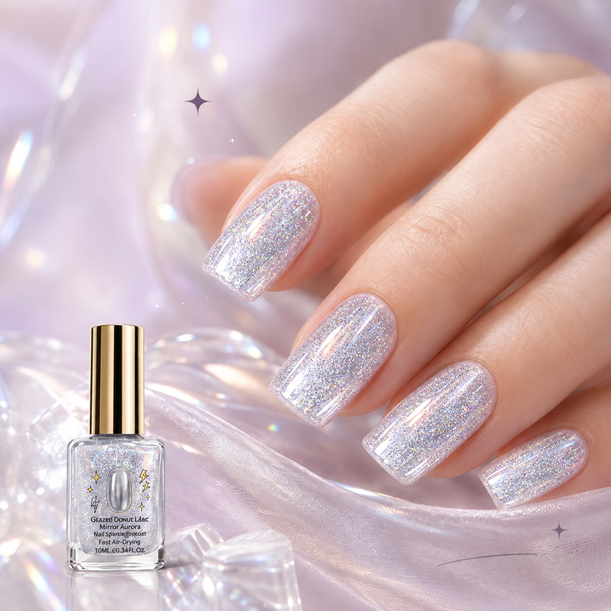 💅Buy 1 Get 1 Free✨Lilac Glossy Mirror Nail Strengthener