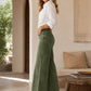 High-Waist Wide-Leg Jeans with Button Detail
