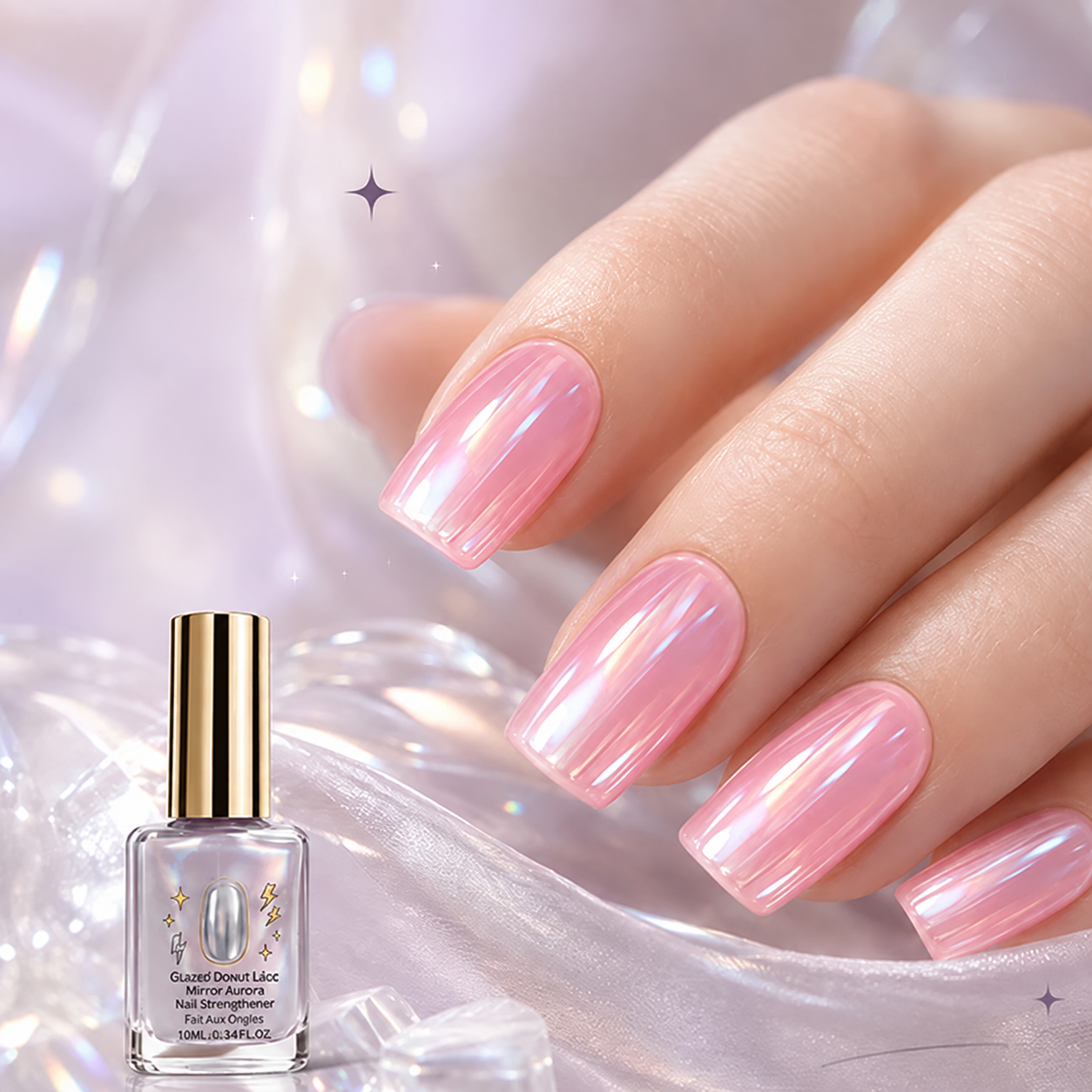 💅Buy 1 Get 1 Free✨Lilac Glossy Mirror Nail Strengthener