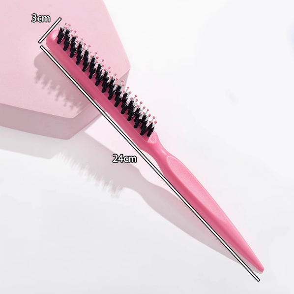 Natural Bristle Hair Styling Comb with Wooden Rat-Tail Handle
