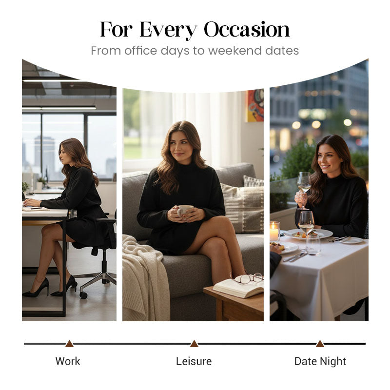 Women's Mock Neck Knit A-Line Mini Dress