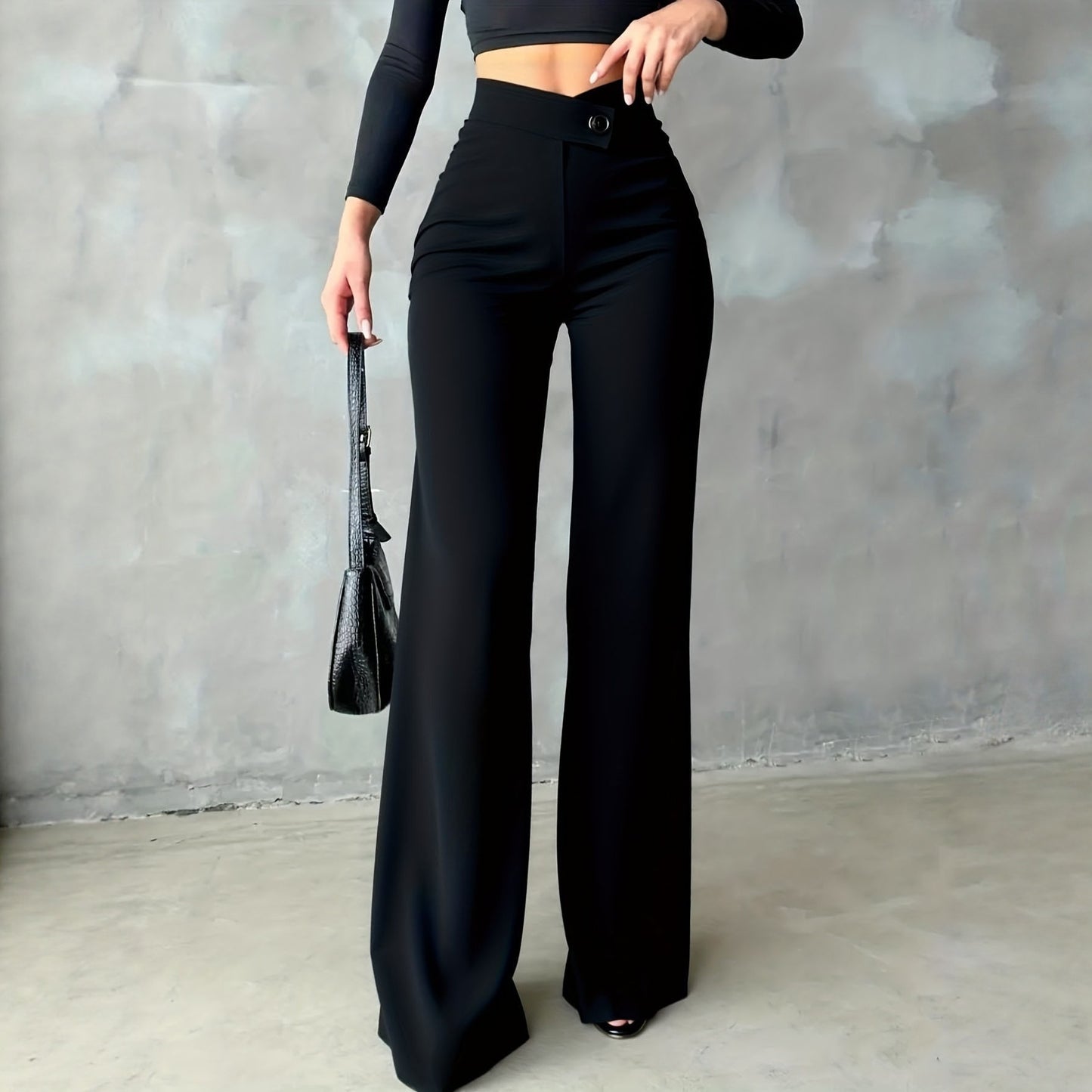 2026 New Women's High-Waisted Straight-Leg Crossover Suit Trousers