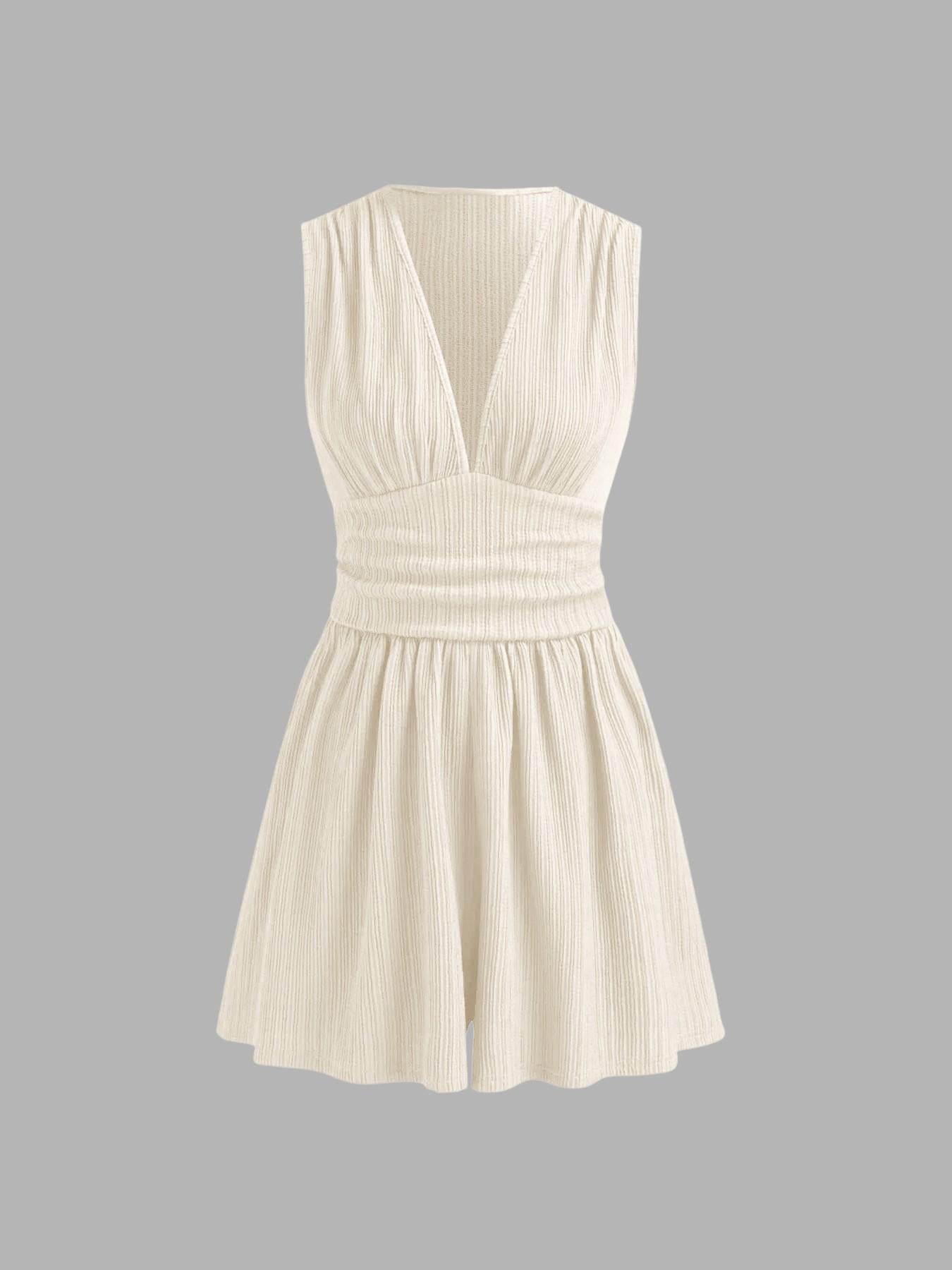 🏖️Summer Cool Deal: ONLY ￡19.99!!🌷👗Women's Sleeveless V-Neck Ruched Waist Romper