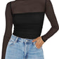💃Last Day Sales -50% OFF🎉Women's Sparkle Mesh Sheer Long Sleeve Ruched Top