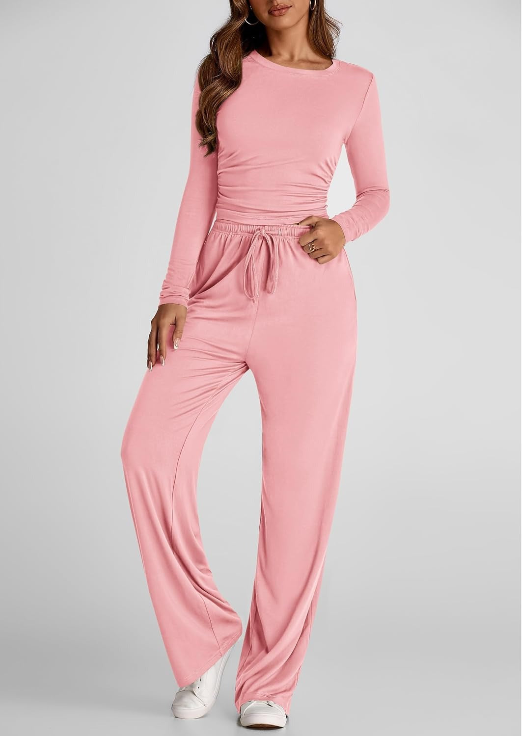 🔥LAST DAY 50% OFF👚2025 Women's Fall Outfits Long Sleeve Wide Leg Lounge Set💕