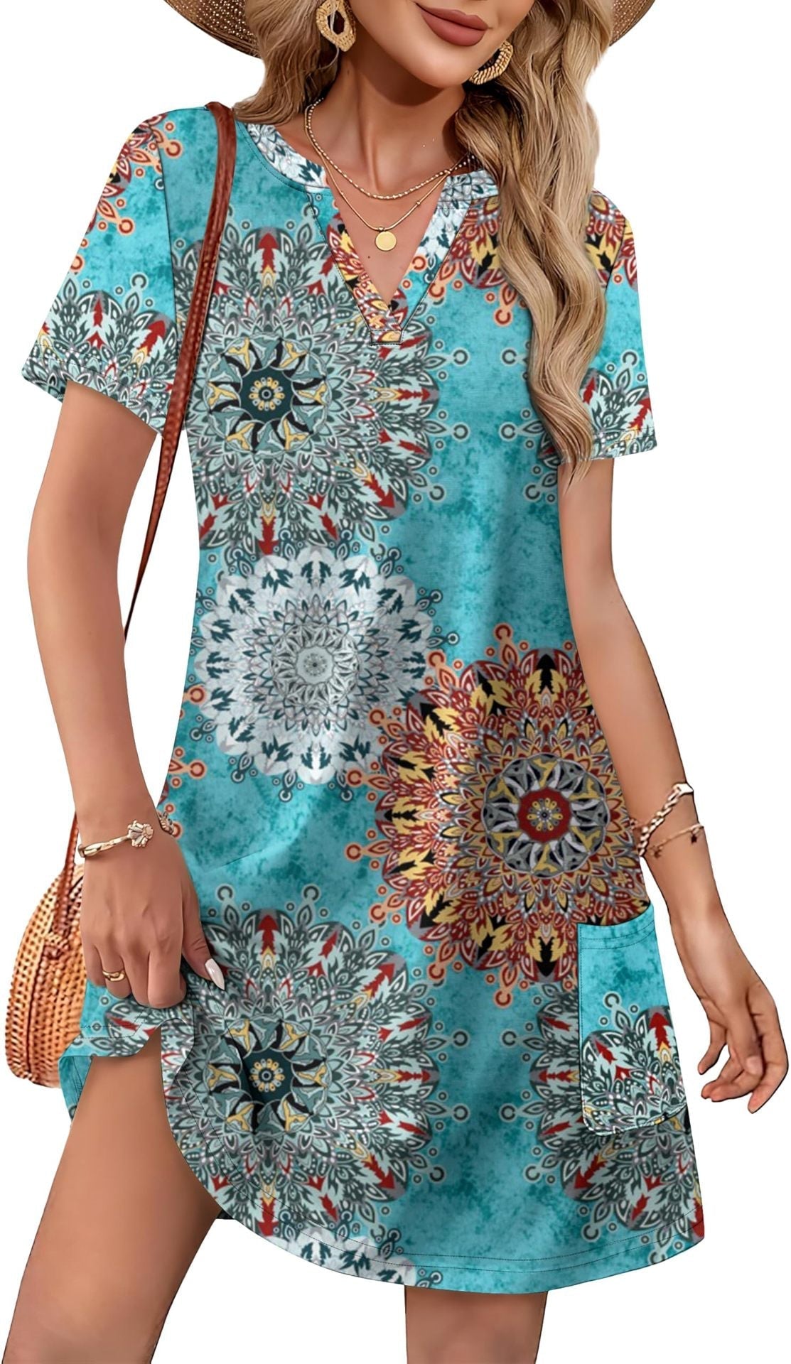 ⏰2026 Hot Sale 50% OFF💃Women's Casual V Neck Vacation Midi Dress With Pockets