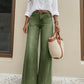 High-Waist Wide-Leg Jeans with Button Detail
